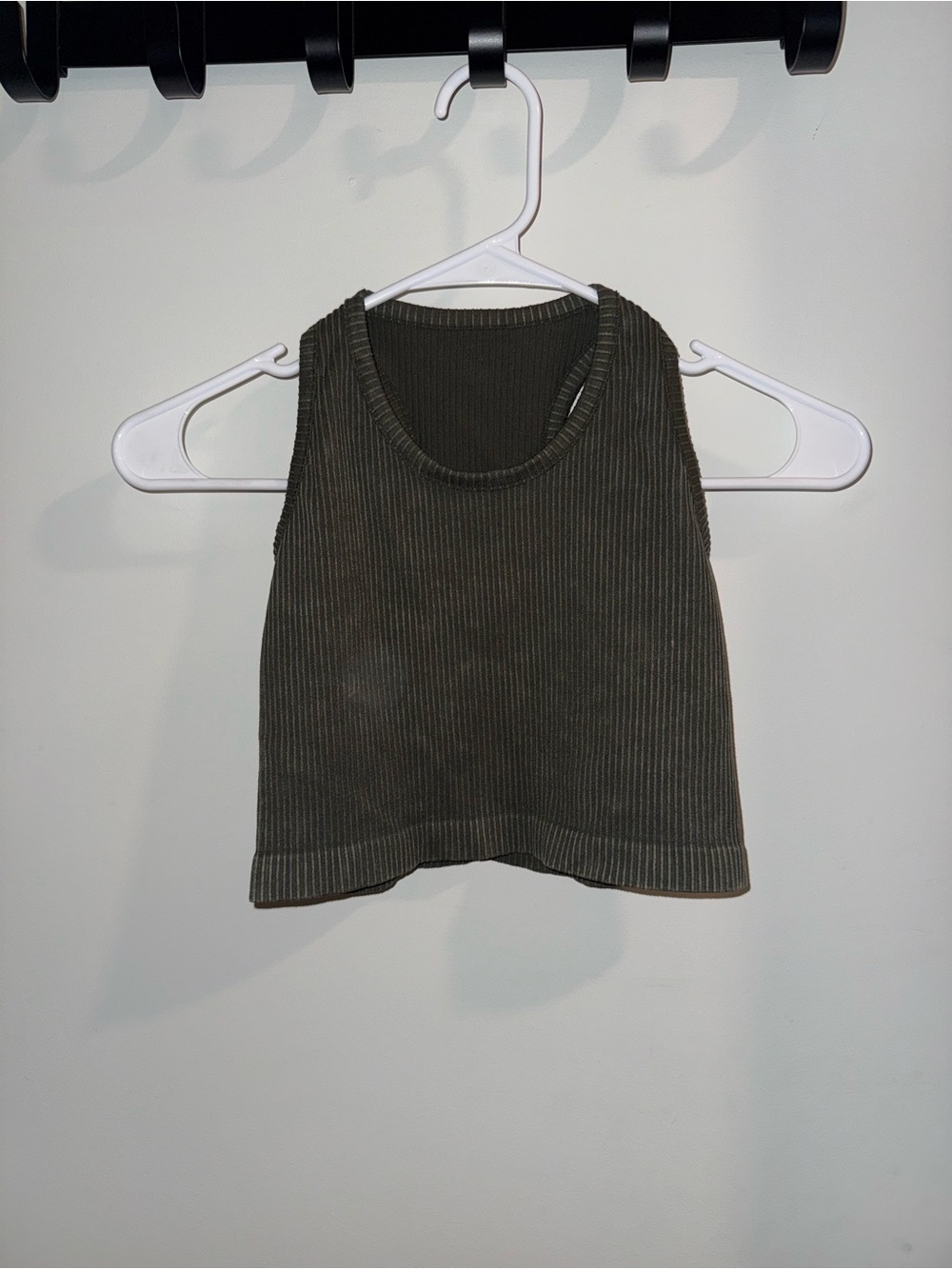 Mono B Olive Ribbed Cropped Tank